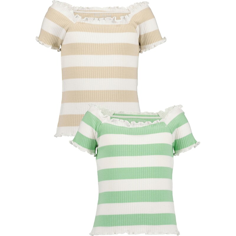 BLUE SEVEN Tričko béžová / svetlozelená / biela 63095188