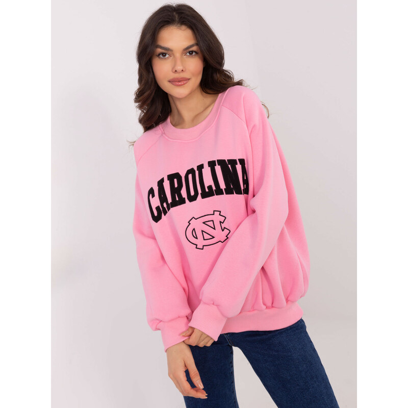 BASIC Ružová dámska oversize mikina bez kapucne EM-BL-857-1.26X-pink 61779948