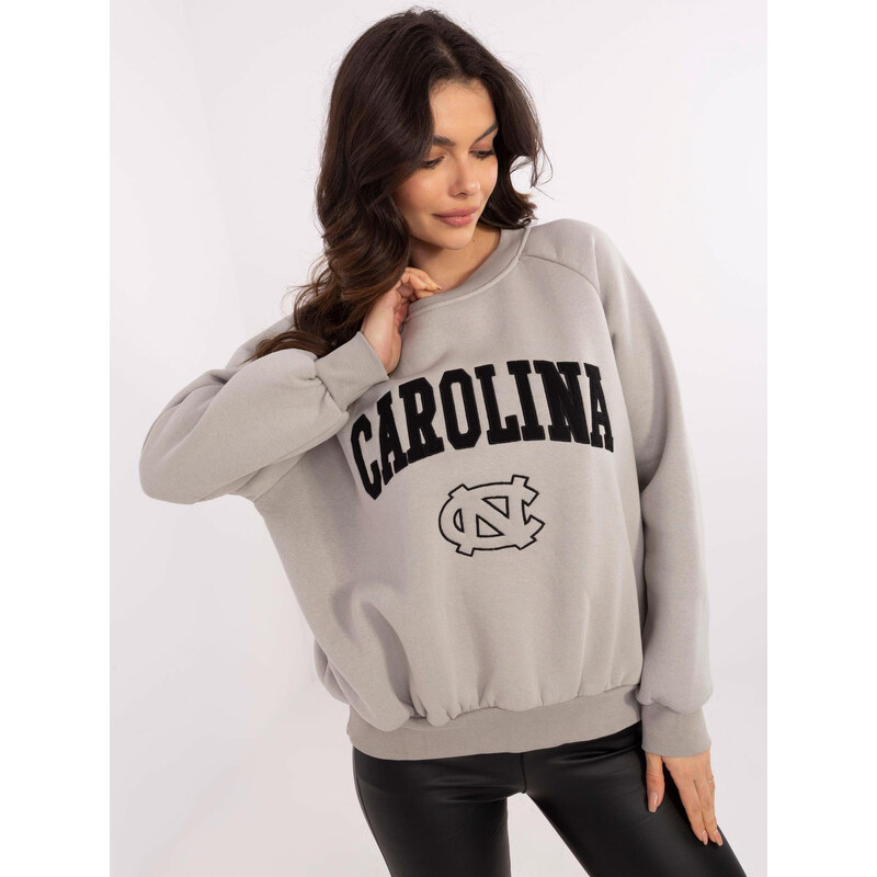 BASIC Sivá dámska oversize mikina bez kapucne EM-BL-857-1.92P-grey 61779953