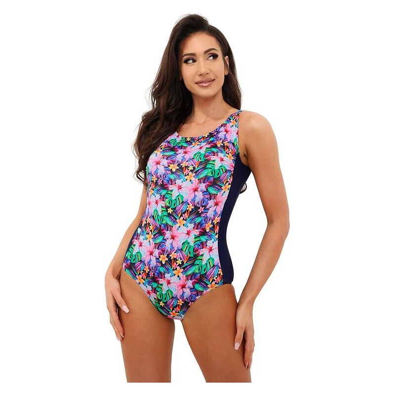 Spin Zoštíhľujúce jednodielne plavky Kréta farebné s kvetmi 63208875