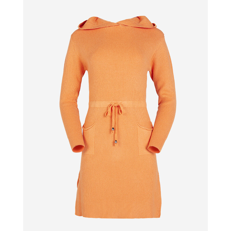 Resti Orange womens sweater dress with hood - Clothing 65198169