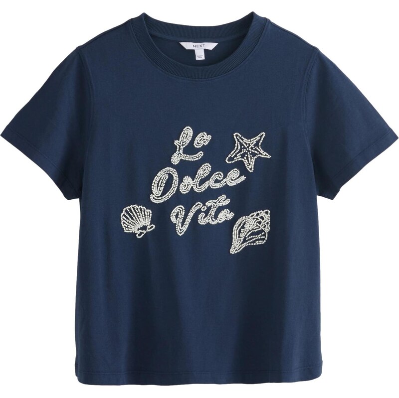Next Tričko námornícka modrá / biela 63163668