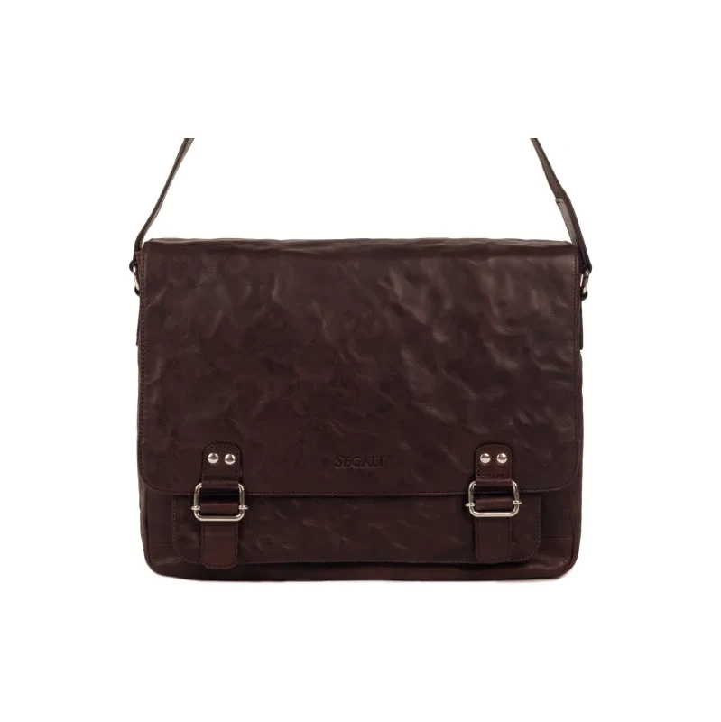 SEGALI Pánska kožená taška na notebook 26135 tm. hnedá 59065115