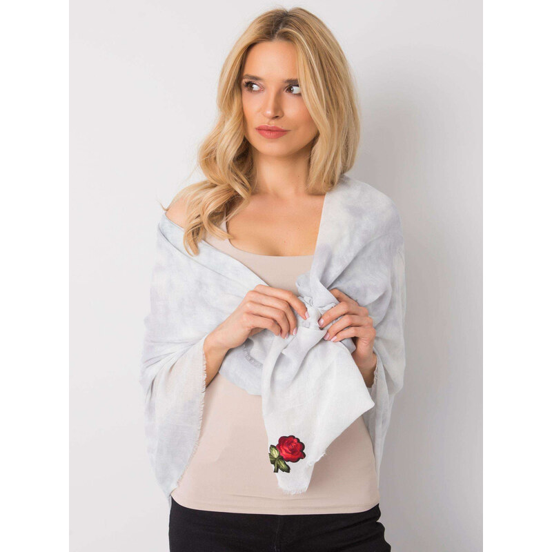 BASIC Bielo-šedá šatka s výšivkou AT-CH-ENEC-114-grey 24384506