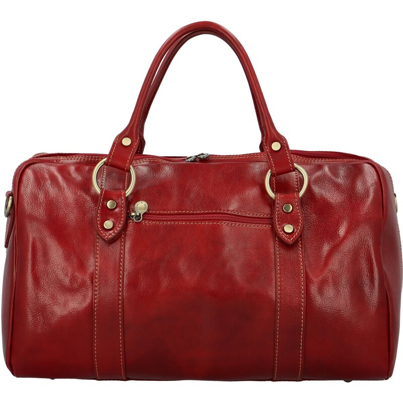 Delami Vera Pelle Luxusná kožená cestovná taška Doxia, červená 67421209