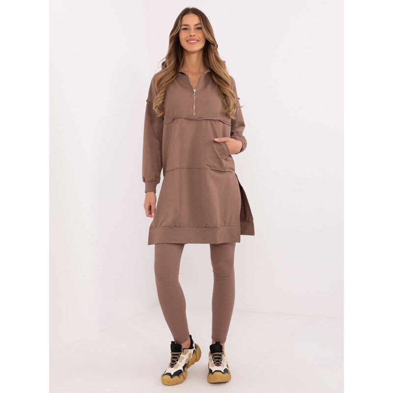 BASIC Hnedá dámska súprava s dlhou mikinou EM-KMPL-853.31-brown 61740862