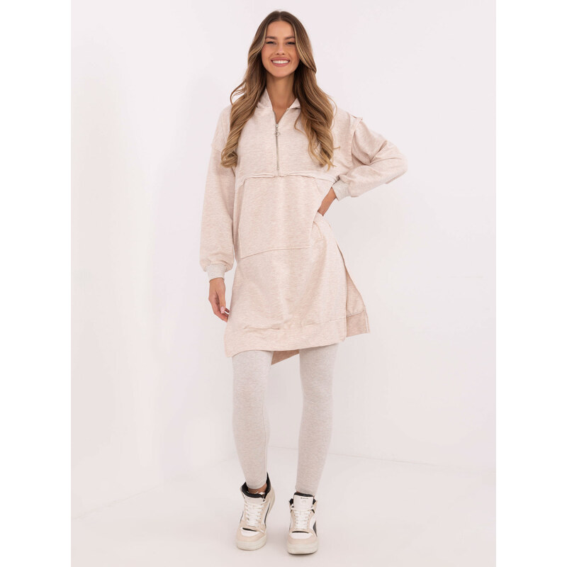 BASIC Béžová melanž dámska súprava s dlhou mikinou EM-KMPL-853.31 61740865