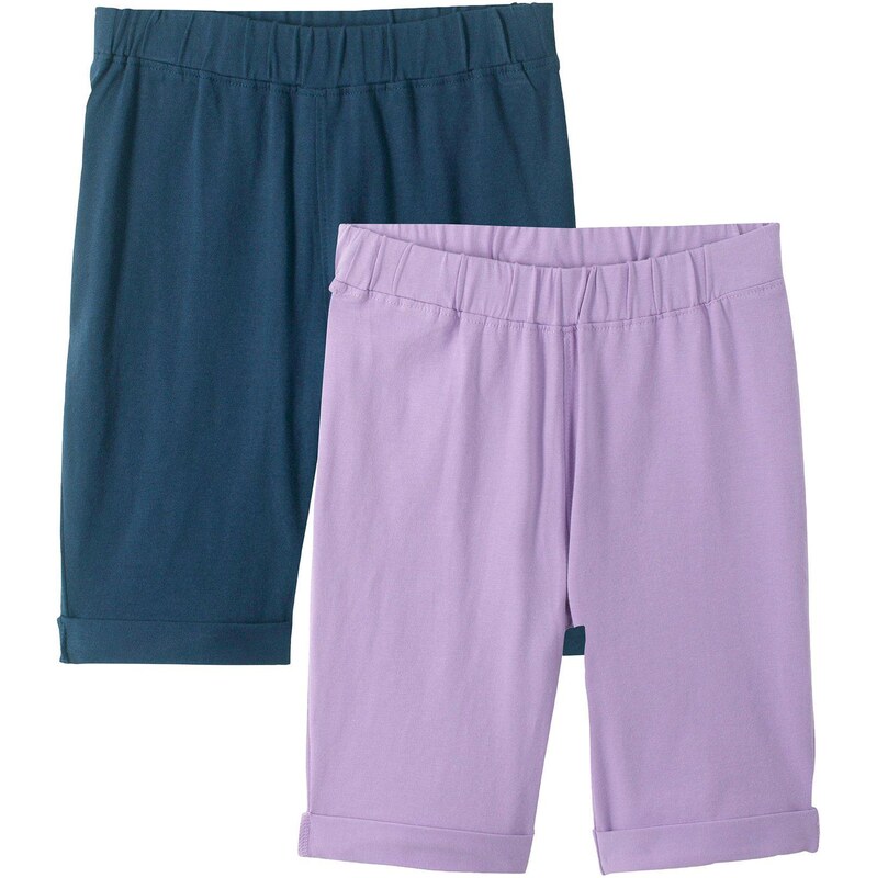 bonprix Elastické šortky (2 ks) s bio bavlnou, farba fialová 63109956