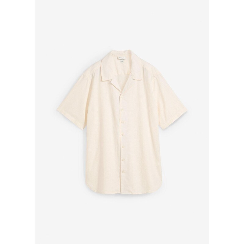 bonprix Košeľa s krátkym rukávom, s plátnom, farba béžová 63109975