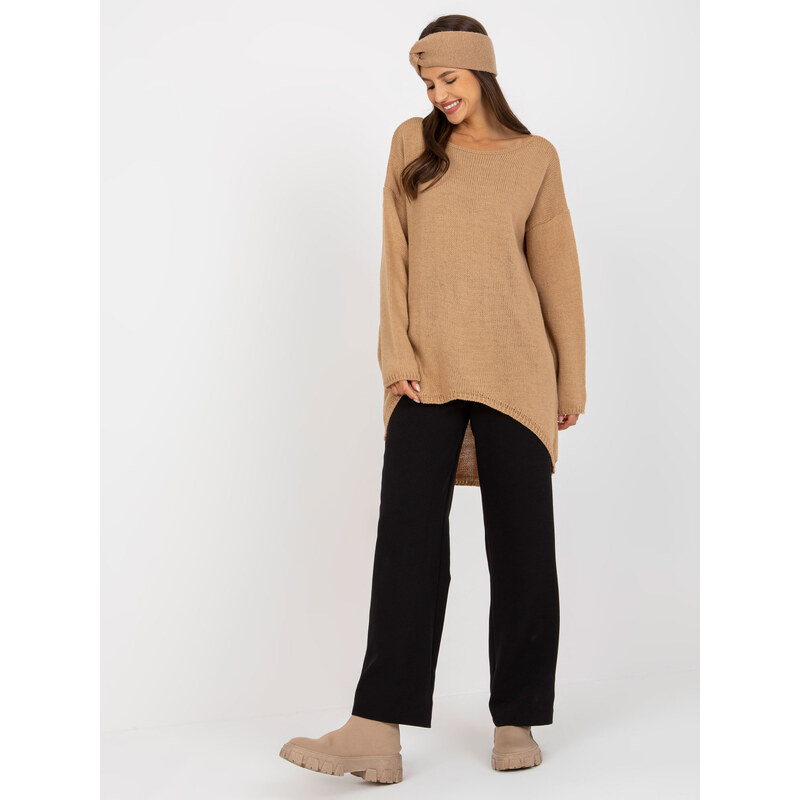 BASIC Svetlohnedý sveter Dusty s predĺženým chrbtom TW-SW-BI-1222.13X 35256551