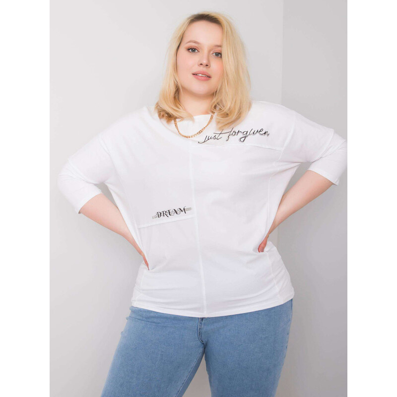 RELEVANCE Voľné biele tričko s nápismi RV-BZ-6385.97-white 57947409