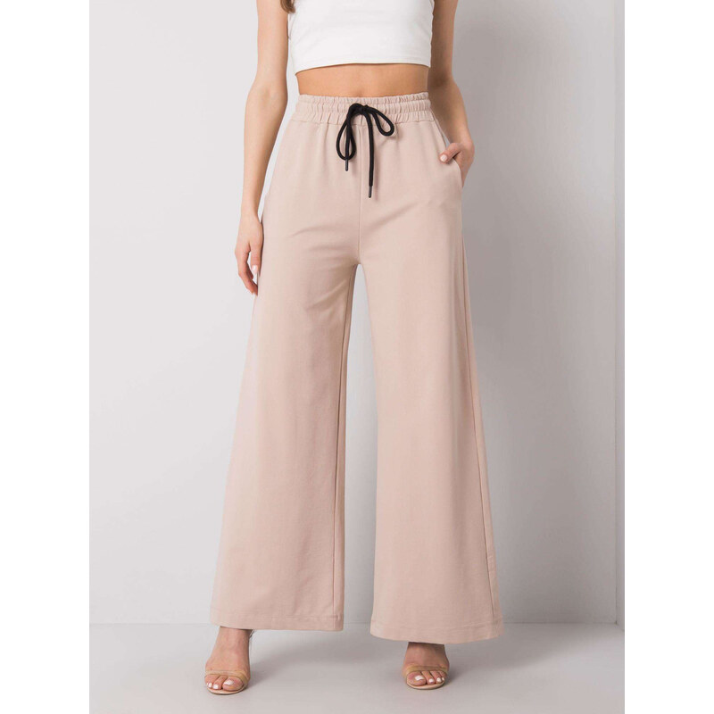 BASIC Béžové dámske široké tepláky RV-DR-6262.03X-beige 23125401