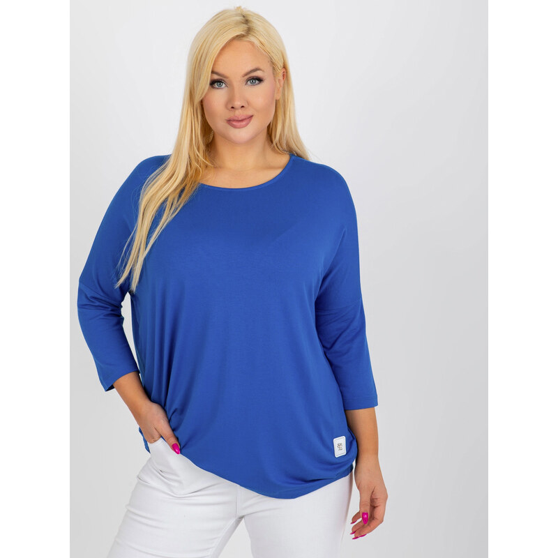 RELEVANCE Modrá voľná blúzka s 3/4 rukávom RV-BZ-3770.92-dark blue 57951835