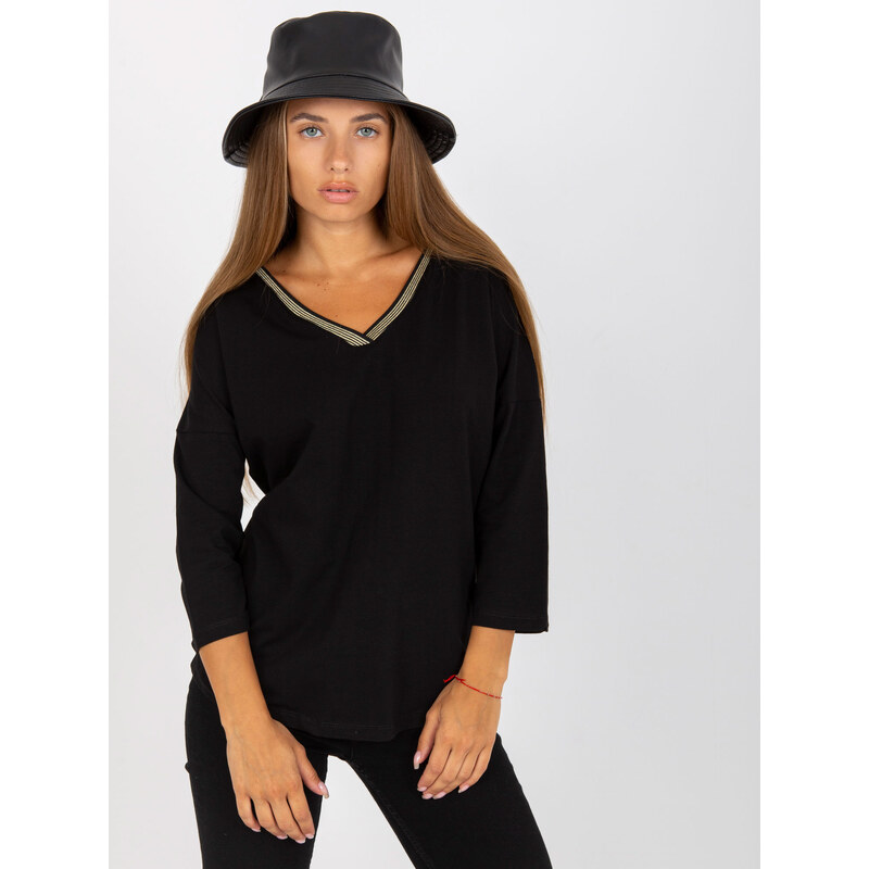 RUE PARIS Čierne basic tričko -RV-BZ-8050.04-black 57952140