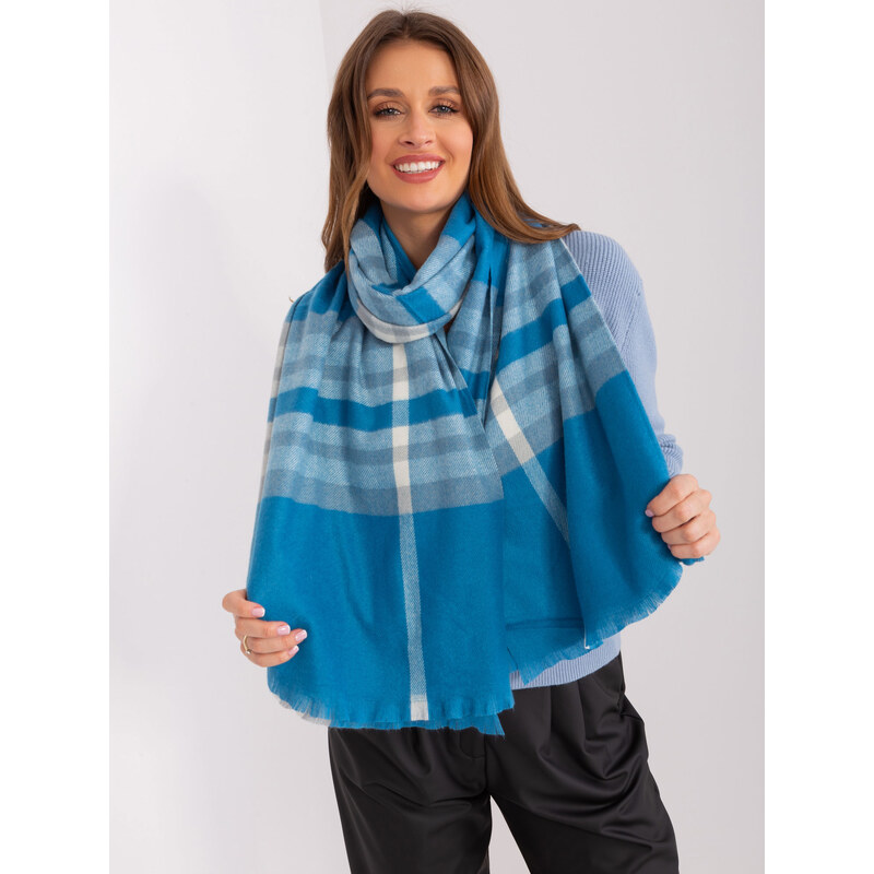 ITALY MODA Sivo-modrý vzorovaný šál AT-SZ-23125-1.26-grey-blue 57954076