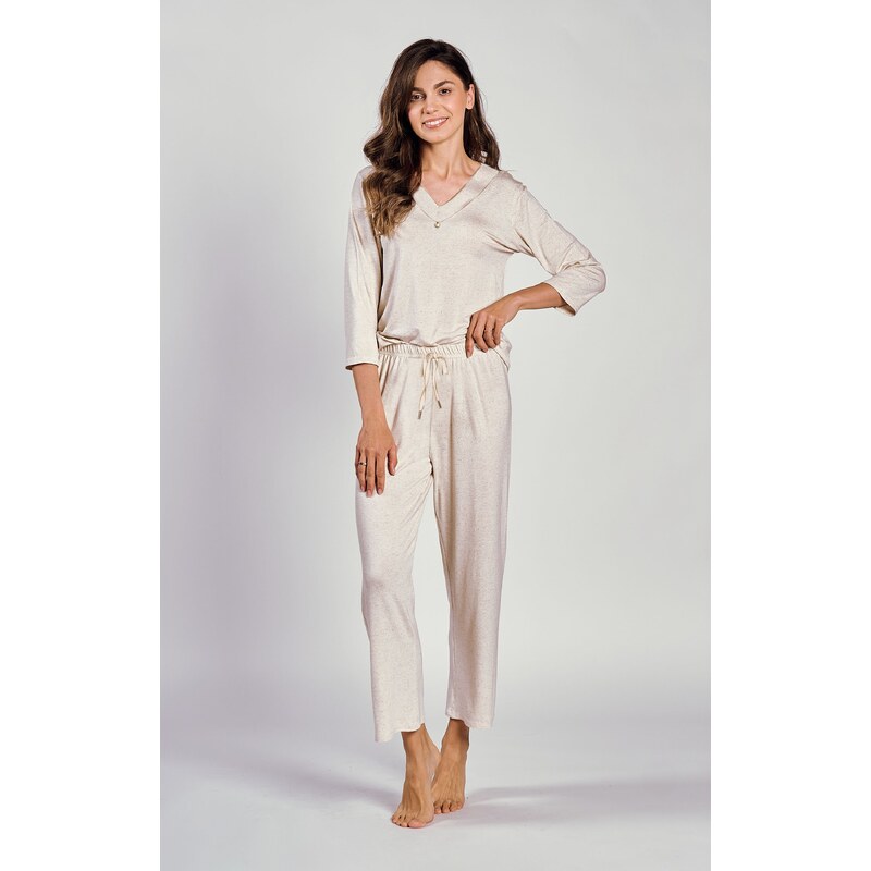 Taro Luxusné dámske pyžamo Haria 3245 svetlobéžové, Farba svetlobéžová 63110381