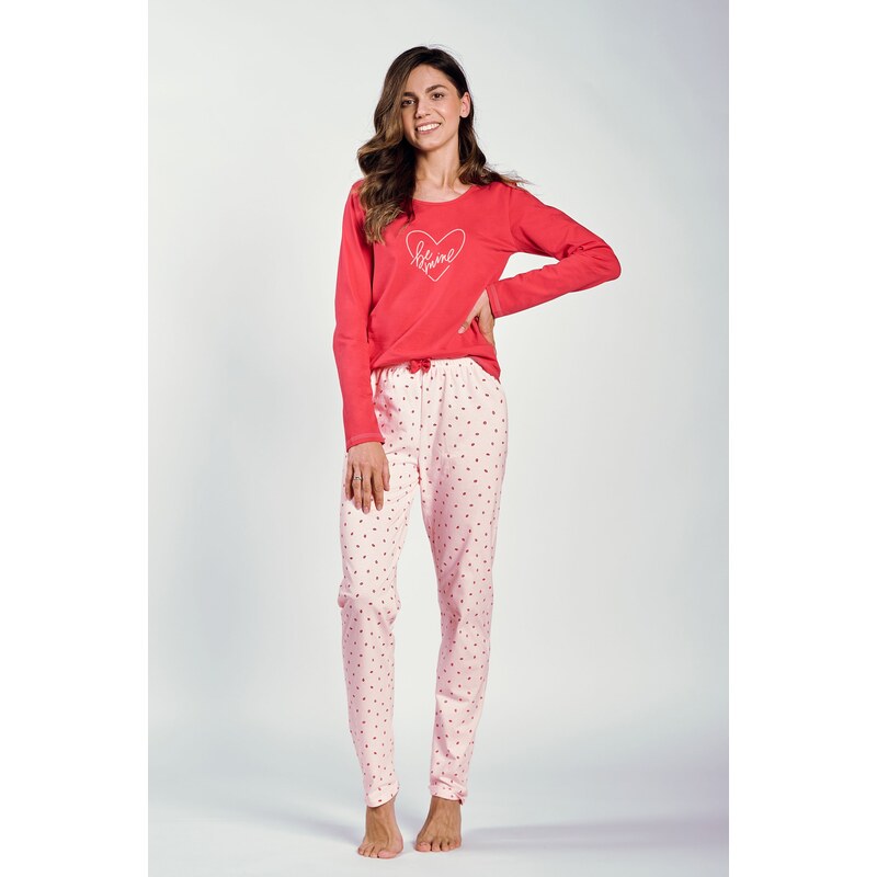 Taro Dámske bavlnené pyžamo Amalia 3235 červené, Farba červená 63110385