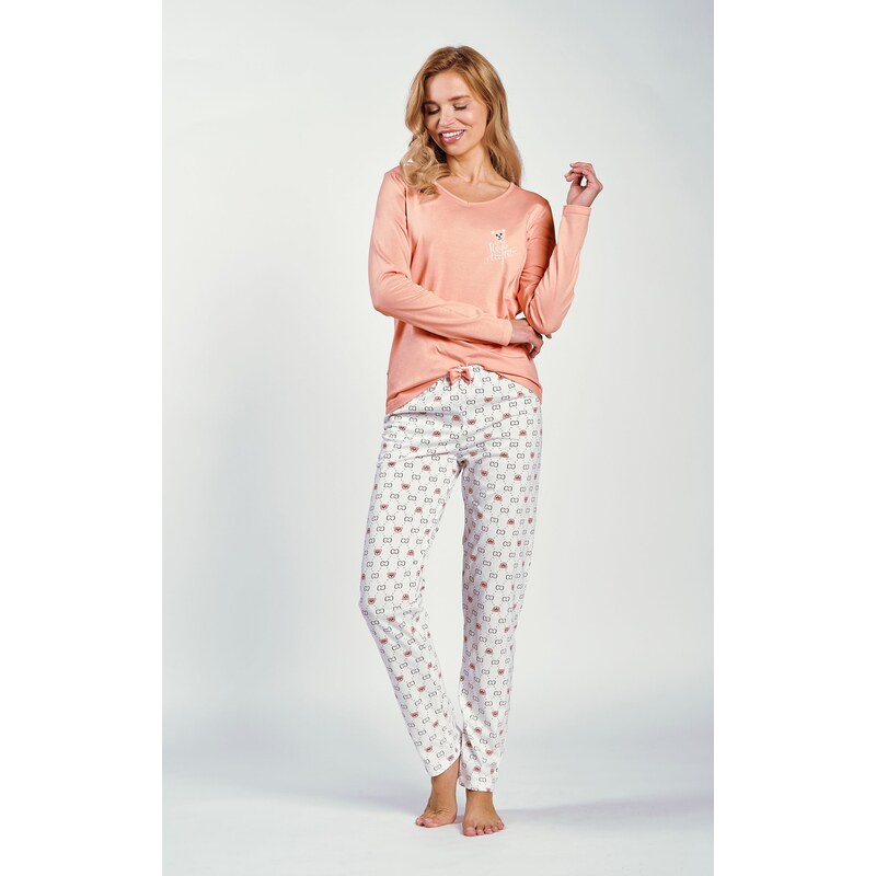 Taro Dámske bavlnené pyžamo Polly 3231 broskyňové, Farba broskyňová 63110390