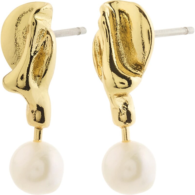 Pilgrim Náušnice Starlight zlatá / perlovo biela 63116064