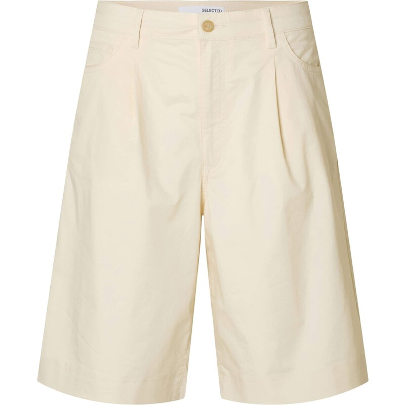 SELECTED Plisované nohavice SLFKLEA svetlobéžová 63116422