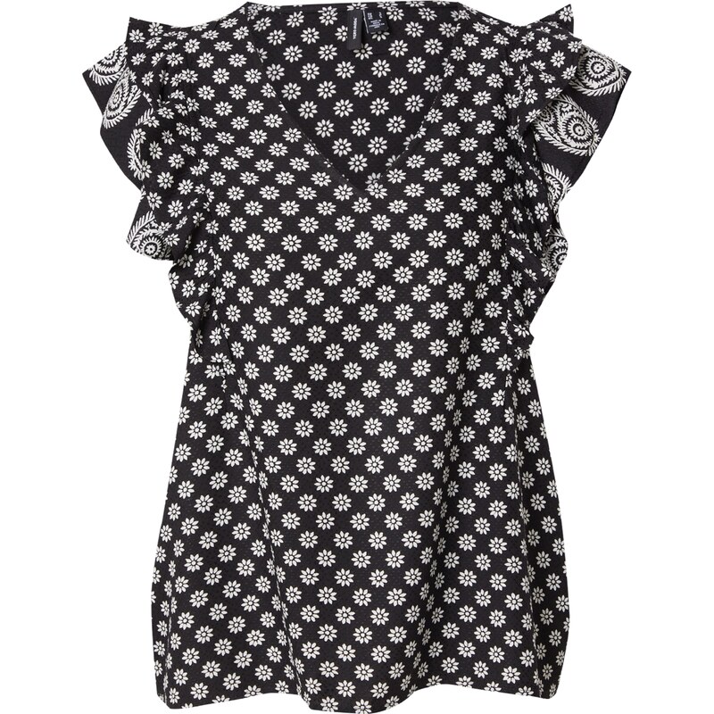 VERO MODA Blúzka VMSIMI SAVANNA čierna / biela 63116626