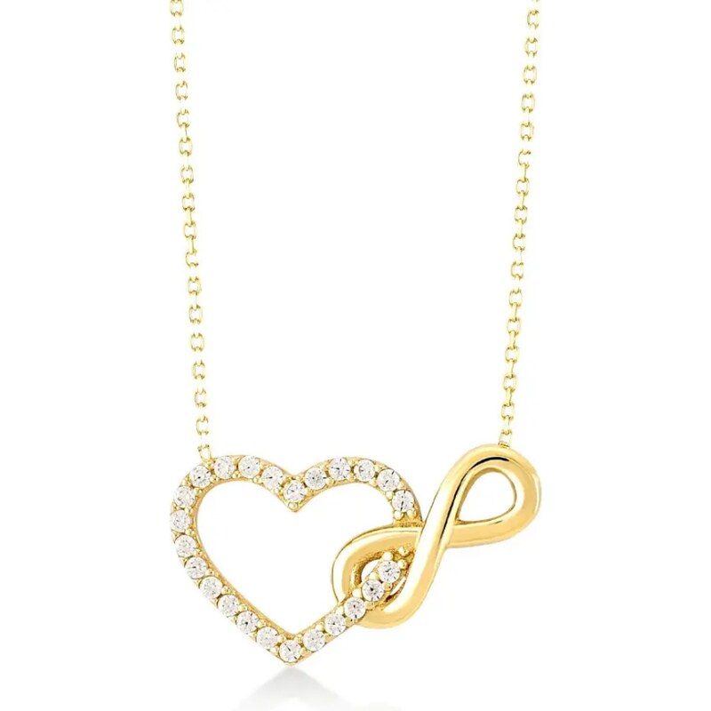 Olivie Stříbrný náhrdelník SRDCE & NEKONEČNO GOLD 9489 63265237