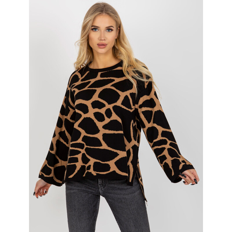 BASIC Čierno-béžový vzorovaný sveter RV-SW-14276.09X-black-beige 37710822