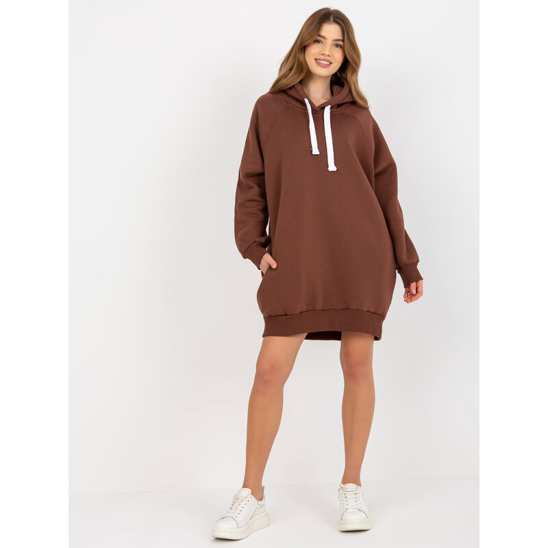 BASIC Hnedá dlhá mikina s kapucňou EM-BL-695.25X-brown 38159711