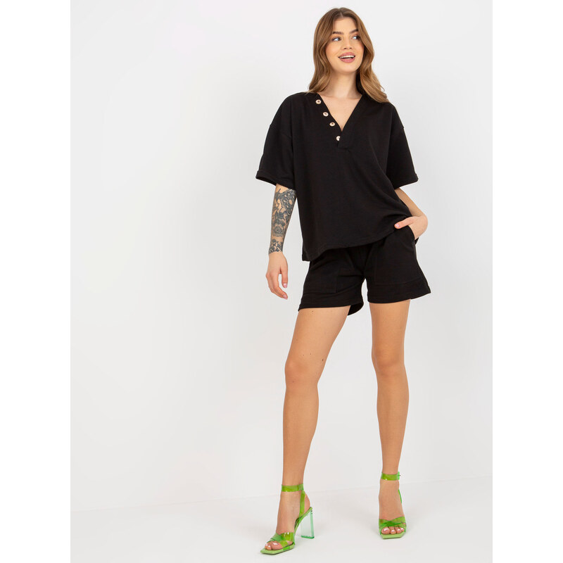 BASIC Čierna súprava blúzky a kraťasov EM-KMPL-743.27X-black 39226653