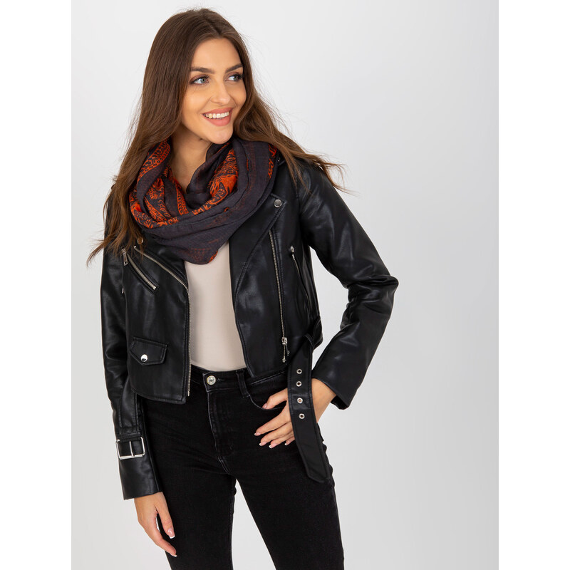 BASIC Čierna vzorovaná hladká šatka -AT-KM-241353.35 35340873