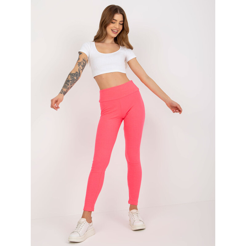 BASIC Neónovo ružové rebrované legíny EM-LG-725.11-neon pink 39132686