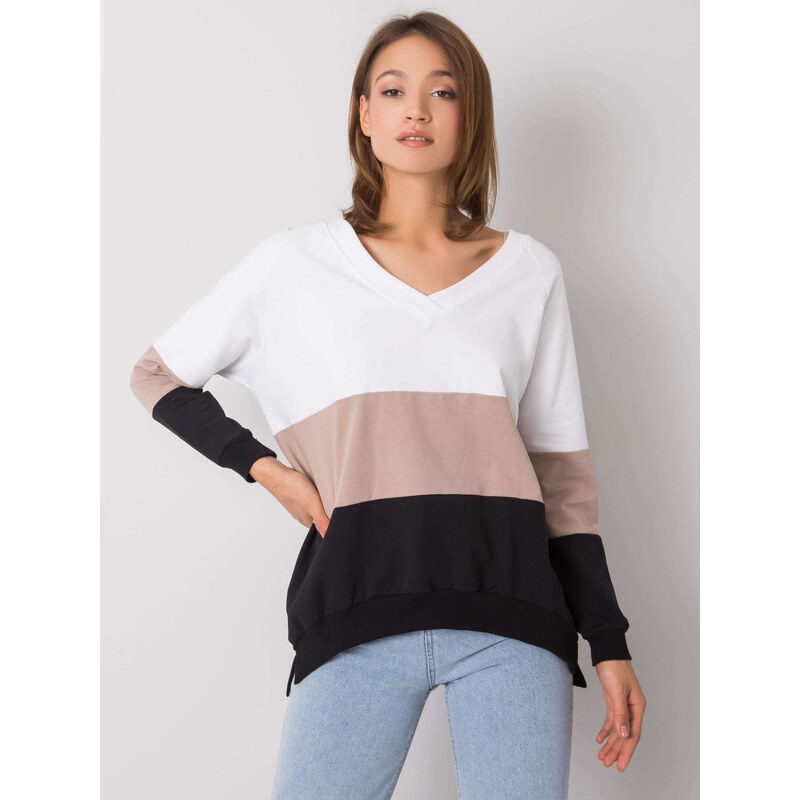 RUE PARIS Čierno-biela dámska mikina s výstrihom RV-BL-5972.07-black 57947661