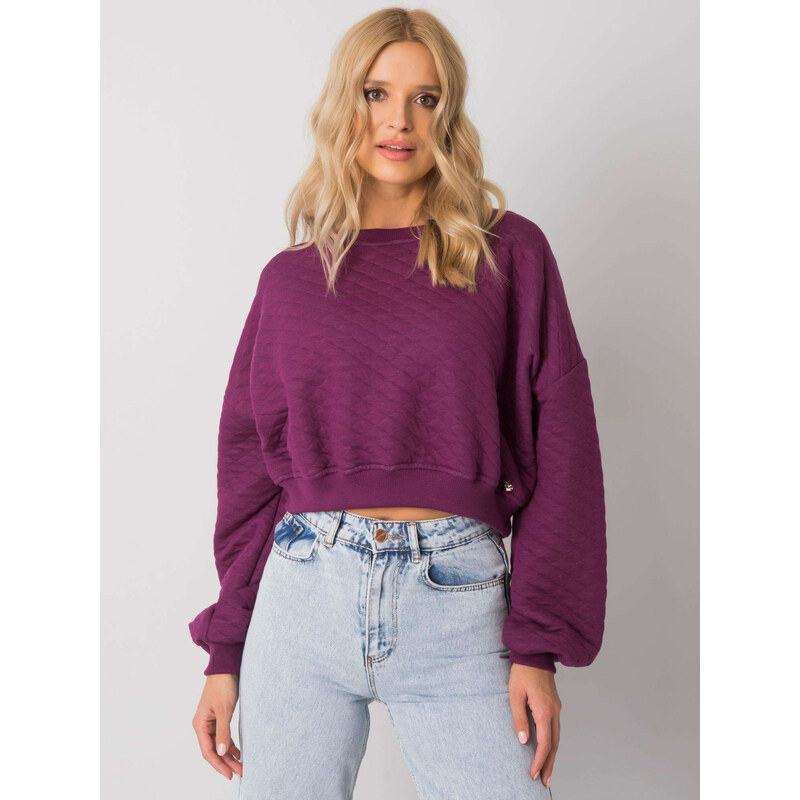 BASIC FEEL GOOD Tmavofialová dámska crop mikina RV-BL-7450.64-purple 29317688