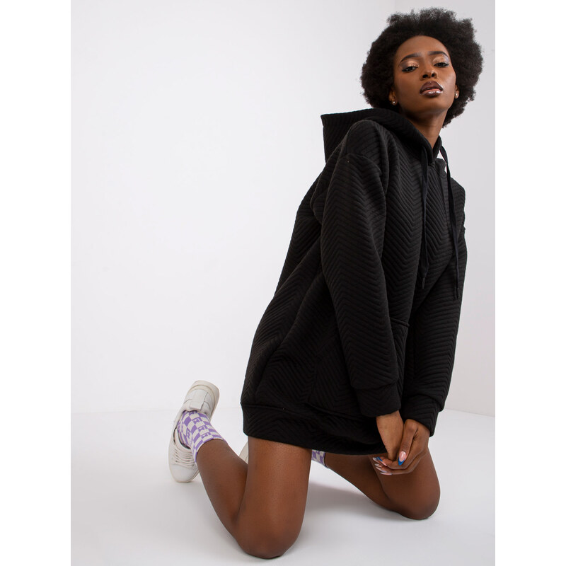 RUE PARIS Čierna štruktúrovaná mikina Atlanta -RV-BL-7487.66-black 57949423