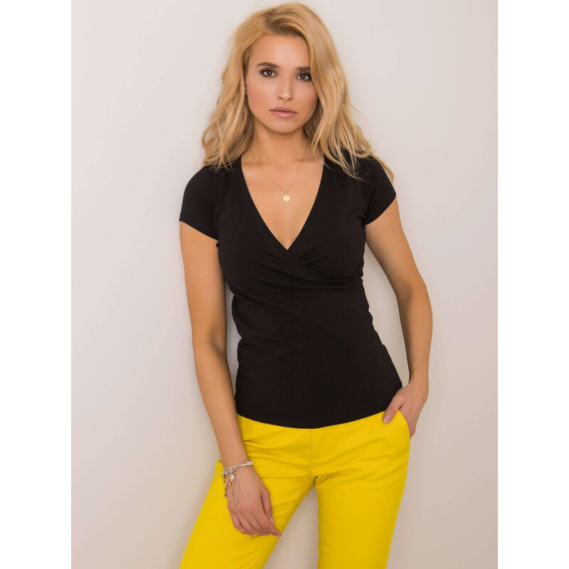 RUE PARIS Dámske čierne tričko RV-TS-5636.03X-black 57951070