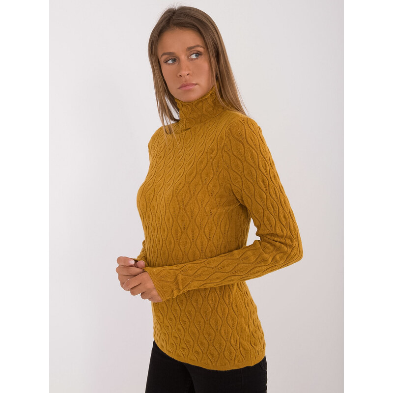 ITALY MODA Horčicový dámsky rolák AT-SW-2334-2.61-dark yellow 57956189