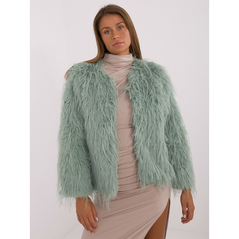 ITALY MODA Pistáciový dámský kožúšok AT-KR-2359.96P-pistachio 57956197