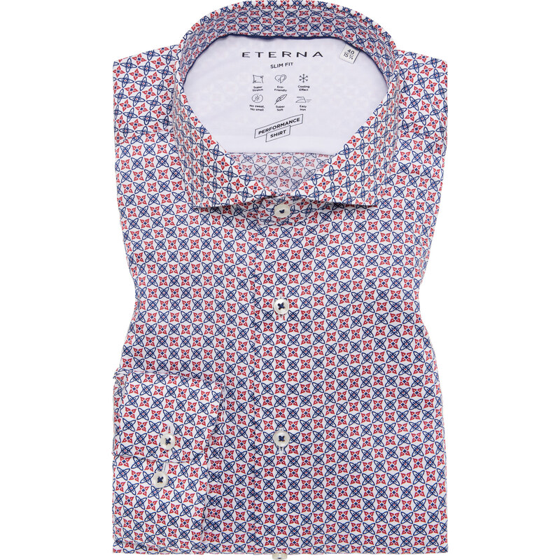 ETERNA Slim fit červeno modrá košeľa streč Performance Easy Iron 63133289