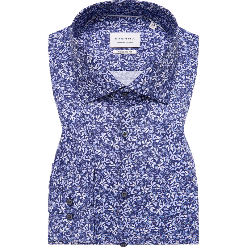 ETERNA Modern fit košeľa kvetinový motív modrá Non Iron 63133290