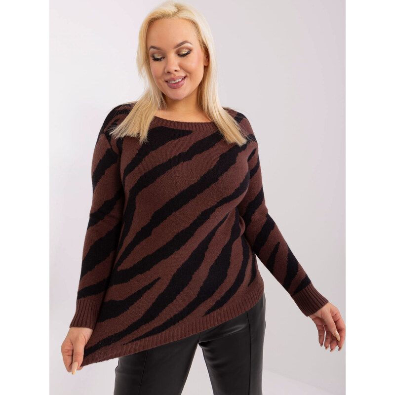 BASIC Tmavohnedý zebrovaný sveter -PM-SW-PM785.23X-brown 47888527