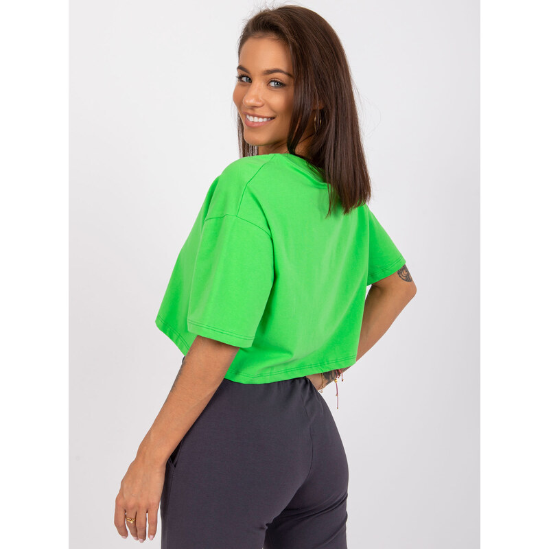BASIC FEEL GOOD Svetlozelený dámsky crop top RV-TS-7541.06-green 29788408