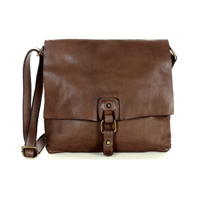 MARCO MAZZINI Kožená crossbody kabelka - čokoládovo hnedá (v46n) 29045890