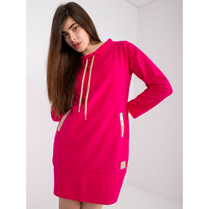 RELEVANCE Fuchsiové mikinové šaty Holly so zlatými detailmi -RV-SK 57949635