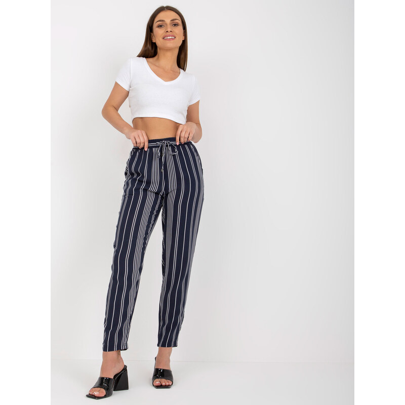 SUBLEVEL Tmavomodré letné pruhované nohavice D73771M61869M-dark blue 33972344