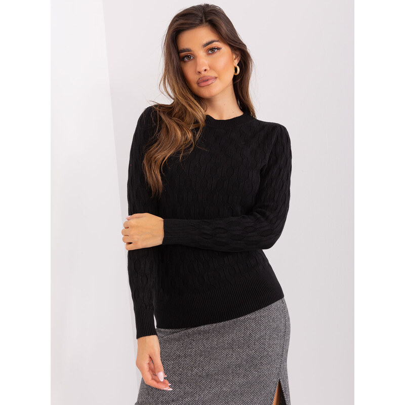 ITALY MODA Čierny sveter so vzormi -AT-SW-2324-2.68-black 57953597