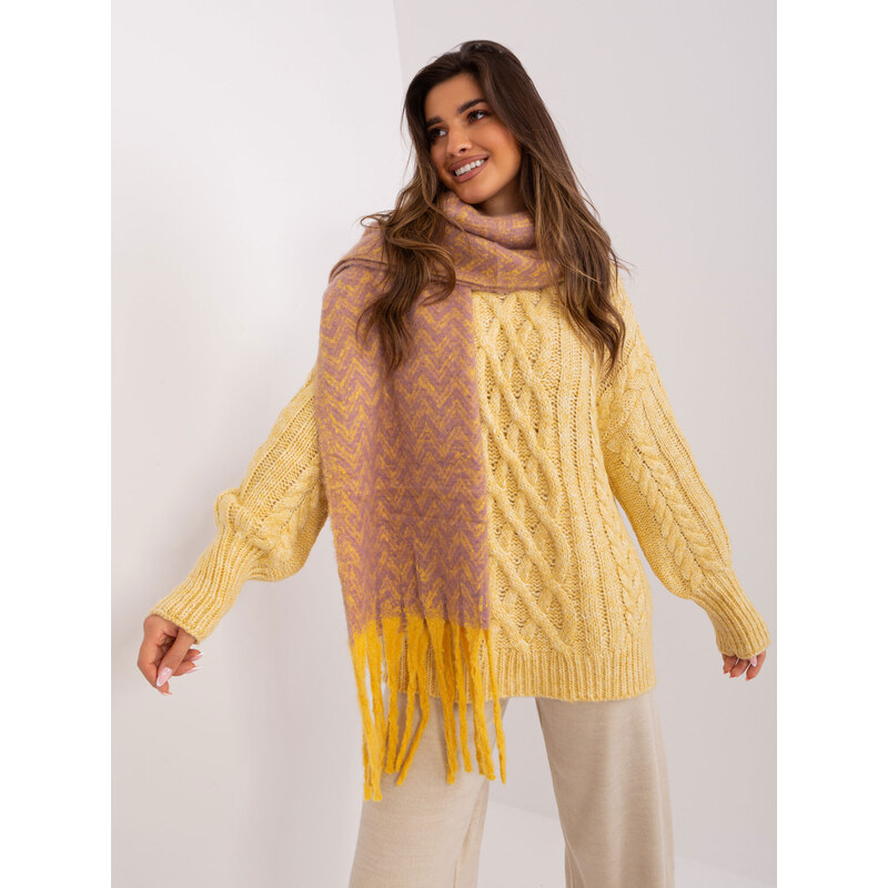 ITALY MODA Ružovo-žltý vzorovaný šál so strapcami AT-SZ-23125.75 57953625