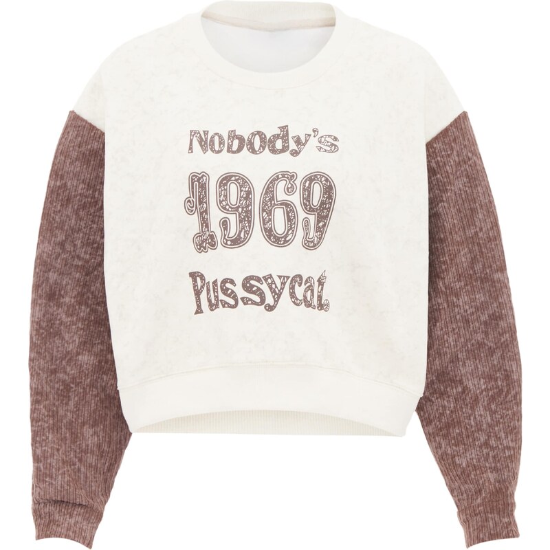 HOMEBASE Mikina hnedá / biela ako vlna 63145128