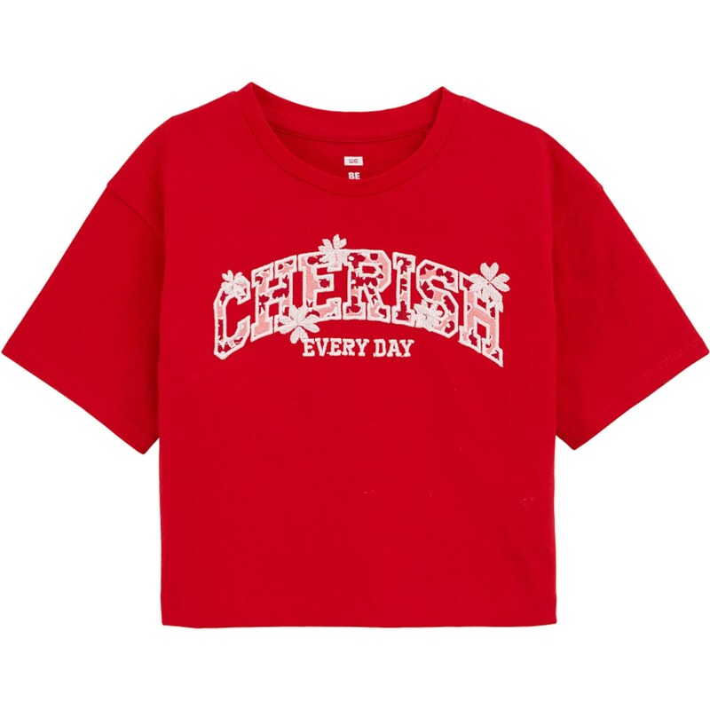 WE Fashion Tričko ružová / červená / biela 63157189