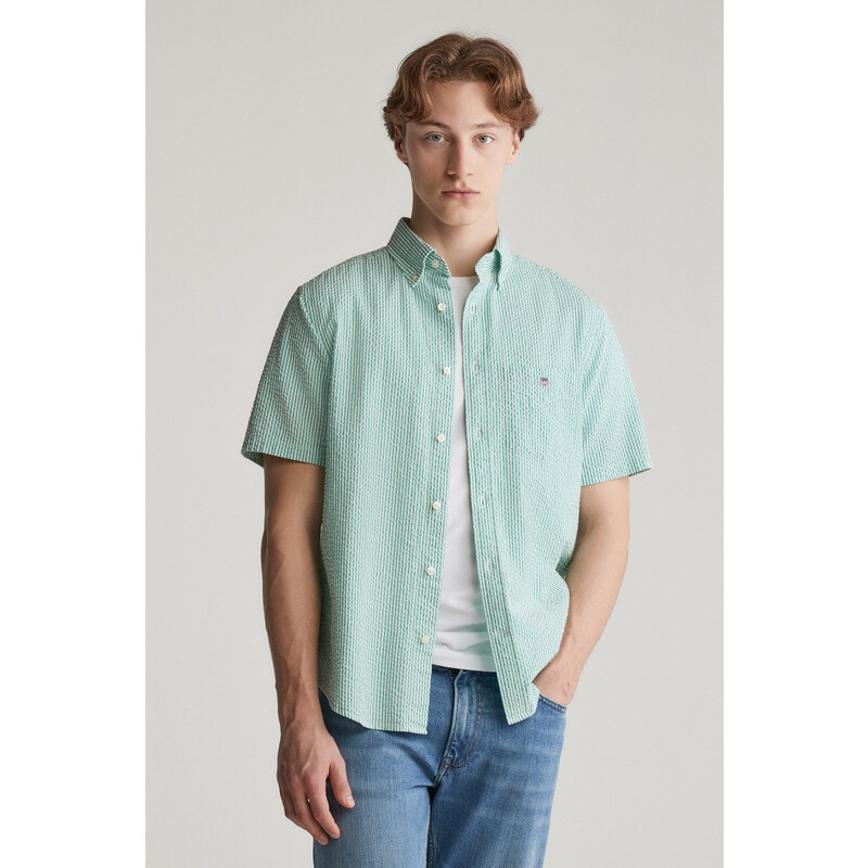 KOŠEĽA GANT REG SEERSUCKER STRIPE SS SHIRT DEEP GREEN 63136133