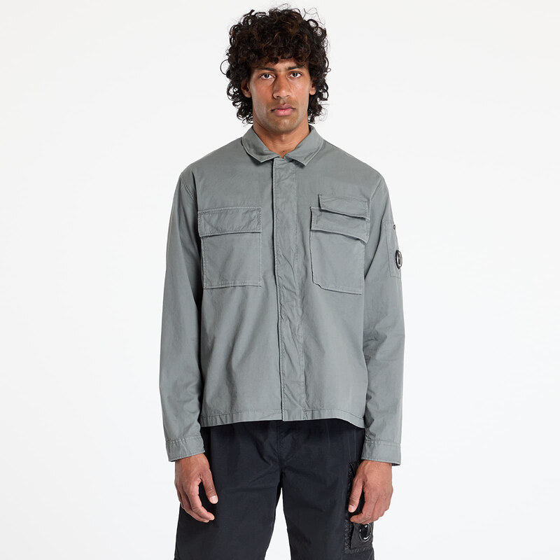 Bunda C.P. Company Organic Gabardine Utility Lens Shirt Smoked Pearl 63170456